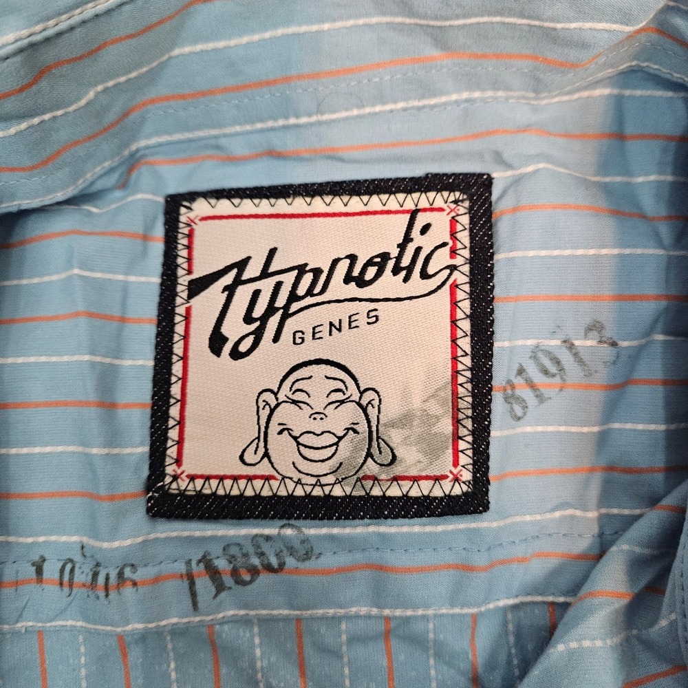 Hypnotic Genes Mens XL Blue Splatter Stripe Pearl Snap Shirt HYP0014 NWT D105 - Picture 6 of 9